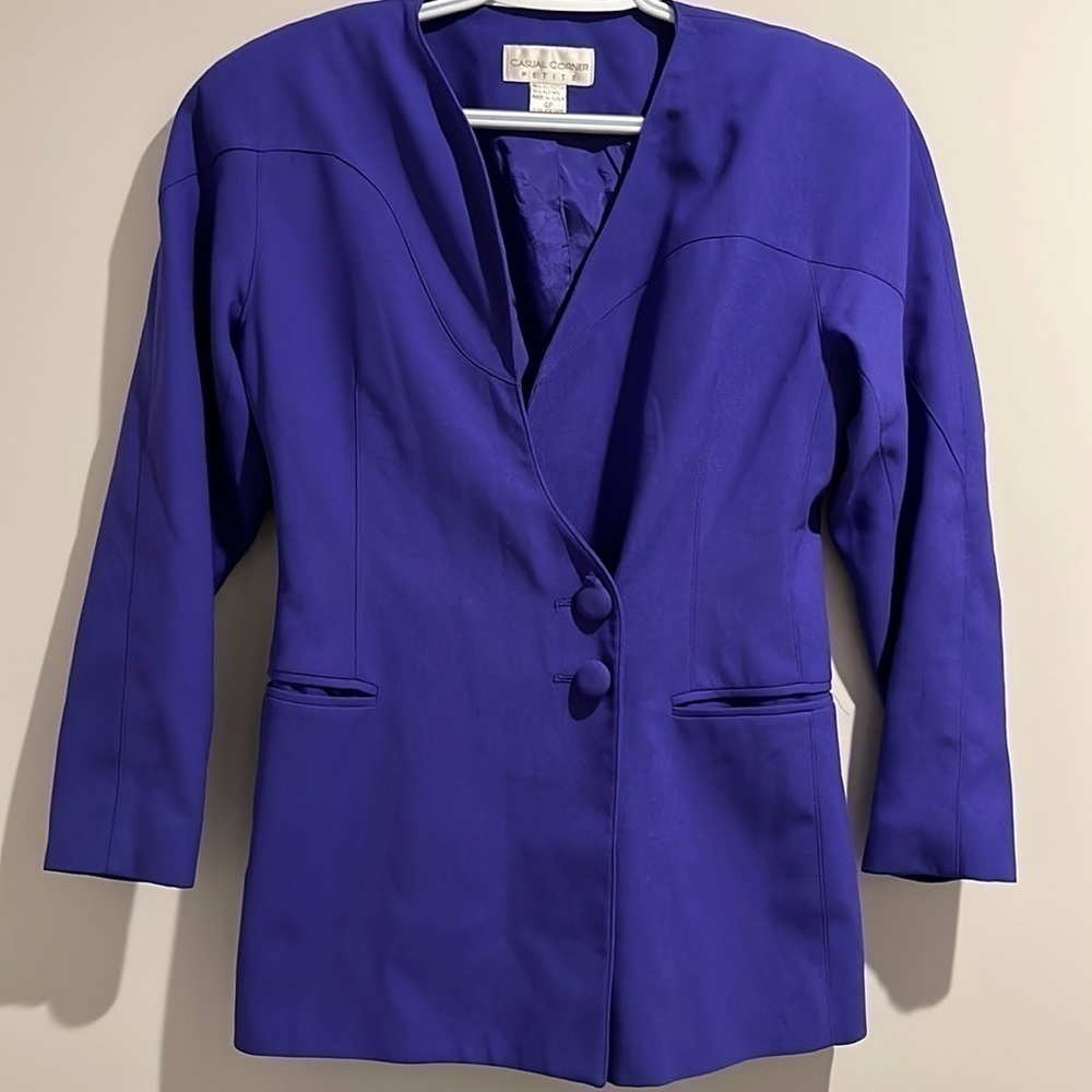 Casual Corner purple jacket blazer. Size 4P.
